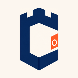 The OARS mark — the Citadel rampart with a coral open-ring token (concept)